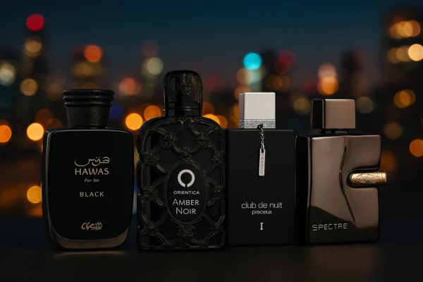 Pack Decants " Black Deluxe " 4x5ml   (2x2ml de obsequio)<h5>Rasasi Hawas Black</h5> <h5>Orientica Noir</h5> <h5>Armaf Club De Nuit Precieux</h5> <h5>World Spectre Ghost</h5>