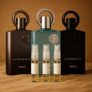 Pack Decants "Supremacía Absoluta" 3x5ml (2x2.5ml de obsequio)<h5>Afnan Supremacy In Heaven</h5> <h5>Afnan Supremacy Not Only Intense</h5> <h5>Afnan Supremacy Not Only Intense</h5>